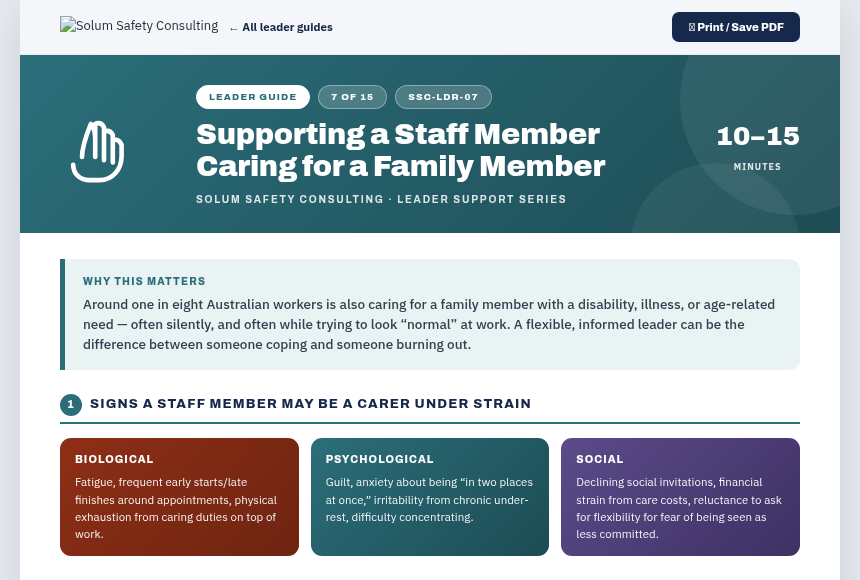 Preview of the Supporting a Staff Member Caring for Family digital form