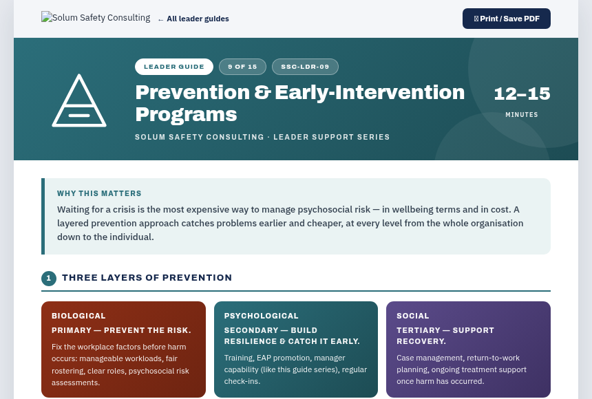 Preview of the Prevention & Early Intervention Programs digital form